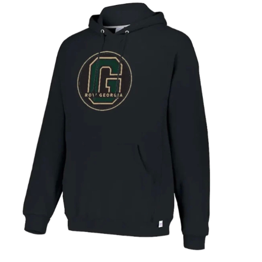 Most popular item! Perfect for those chilly starts to the day. Solid color with the official Row Georgia logo.Russell Athletic brand. Feedback is that sizing runs a little smaller, so consider ordering a size up. Available in black or grey.