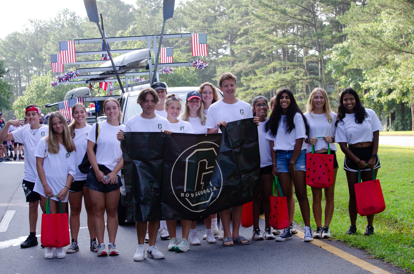 This is a standard cotton tshirt with the Row Georgia logo on left chest. Color - White
